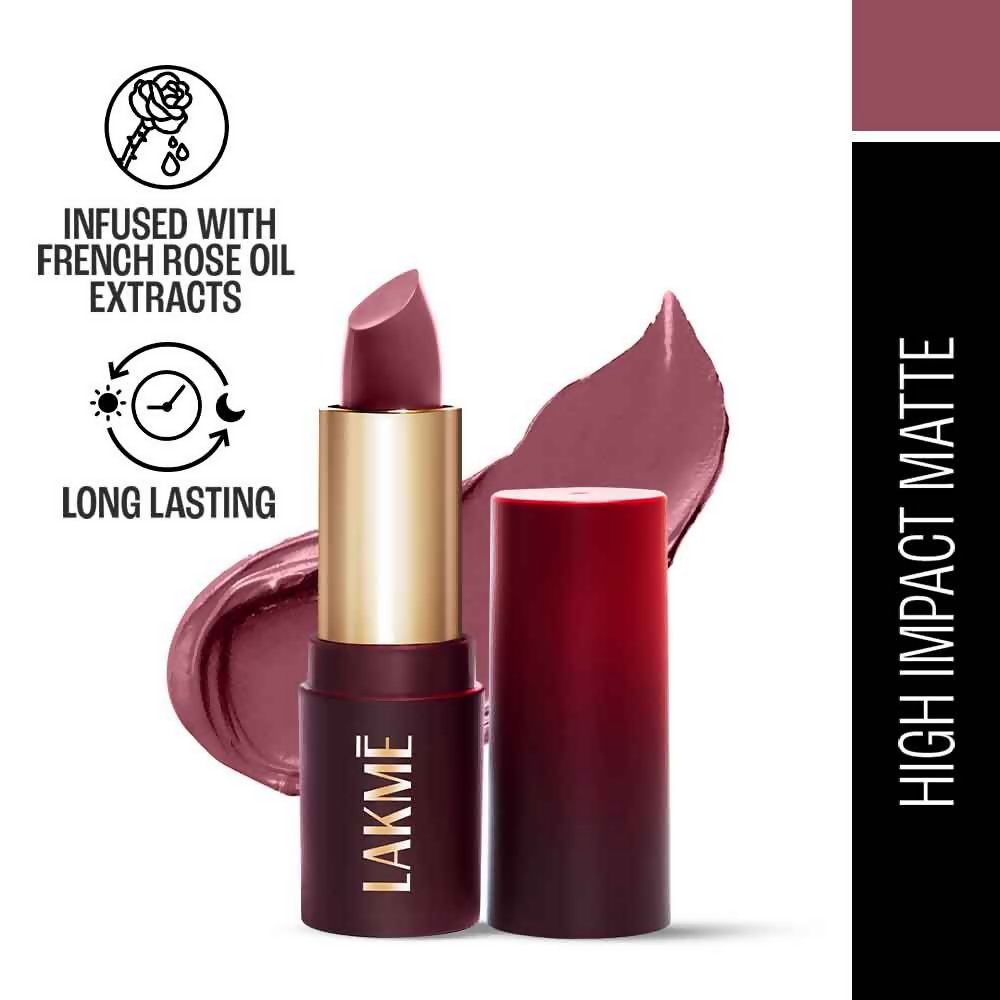 Lakme Forever Matte Lipstick, Made With French Rose Oil - Mauve Envy