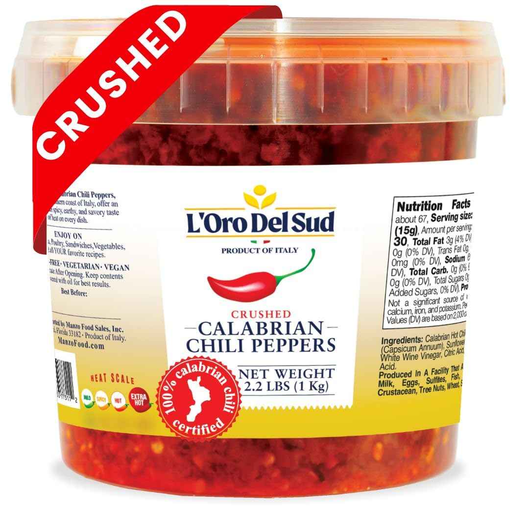 L’Oro Del Sud, Crushed Calabrian Chili Peppers Paste, 2.2 lb (1 kg)