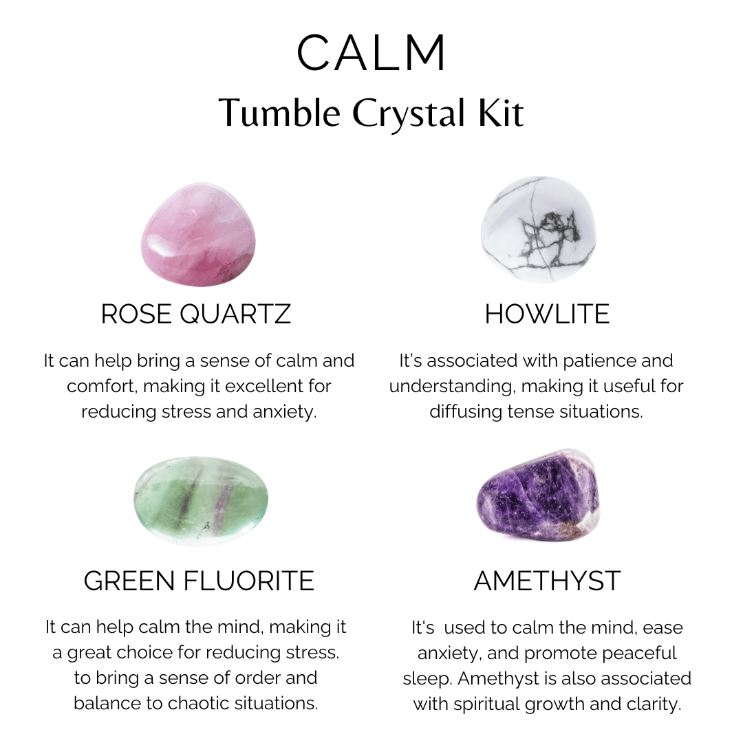 CALM Crystal Kit, Gemstone Tumble Kit, Calm Crystal Gift Set  DestGlow