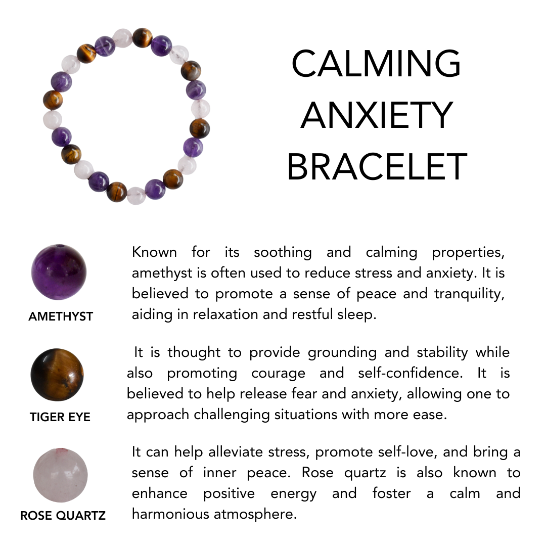 Calming ANXIETY Crystal Bracelet (Calm, Protection, Positivity)  DestGlow