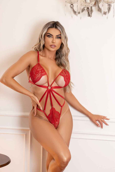 Cameo Lace Bondage Bodysuit - accessories