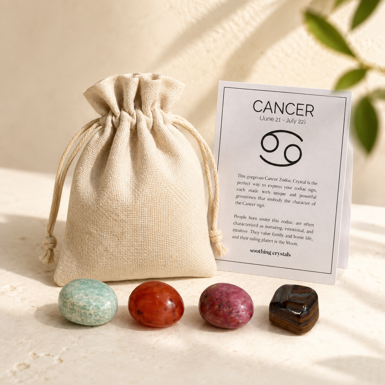 CANCER Zodiac Crystal Kit, CANCER Birthstones Tumbled Stone Set, Cancer Gifts  DestGlow