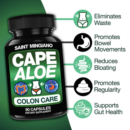 Cape Aloe Colon Cleanse, Detox &amp; Flush - 90 Capsules. Gentle Constipation Relief