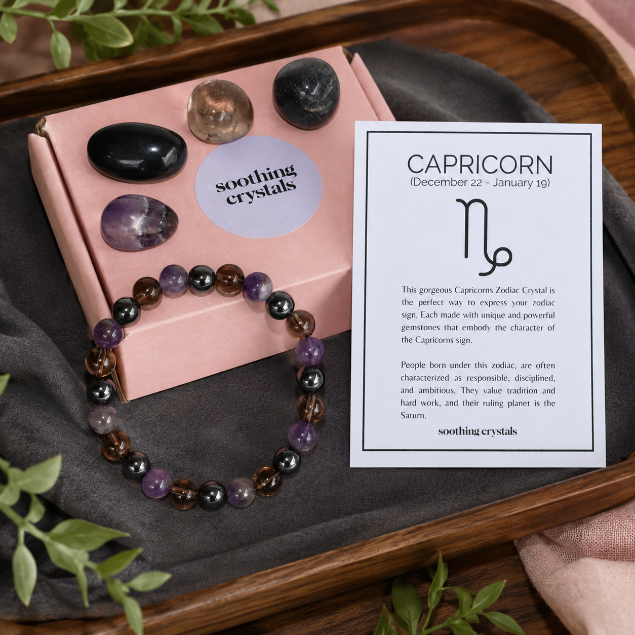 CAPRICORN Zodiac Crystal Kit, Capricorn Birthstones Tumbled Stone Set, Capricorn Gifts  DestGlow