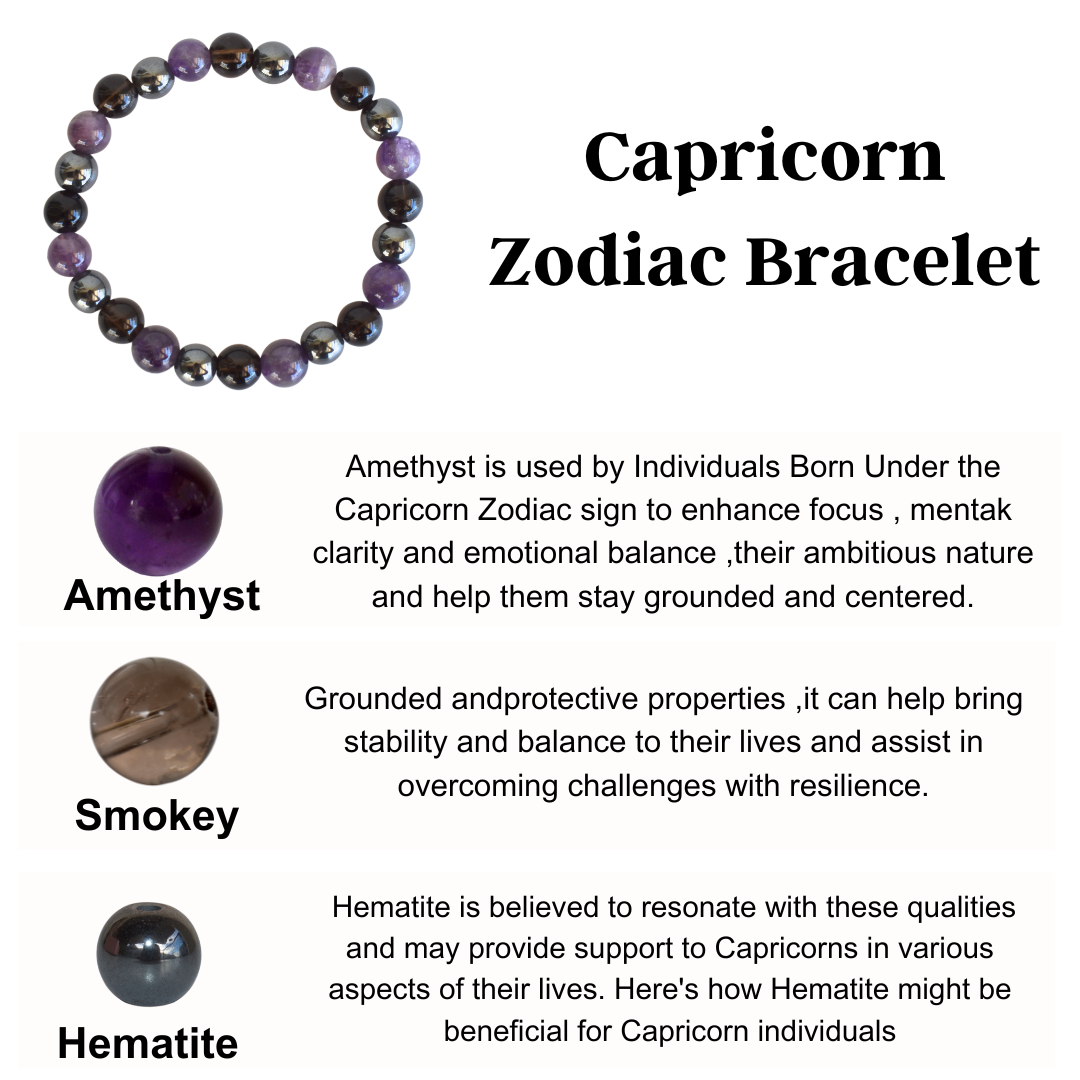 Capricorn Zodiac Crystal Bracelet, Capricorn Gifts  DestGlow