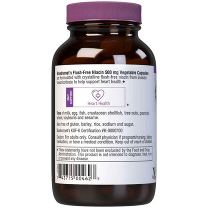 Bluebonnet Flush Free Niacin 500 mg 60 Vegetable Capsules