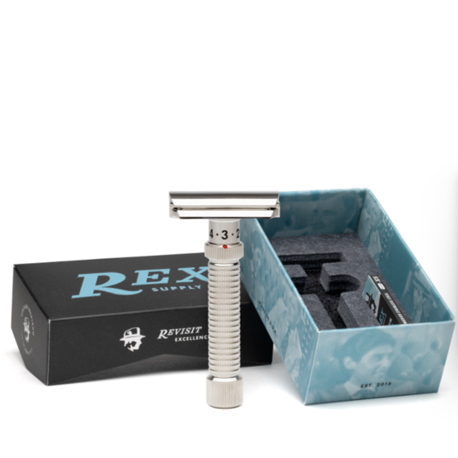 Rex Supply Co. Ambassador Polished Adjustable Stainless Steel DE Razor RSC-101P by Pasteur Pharmacy