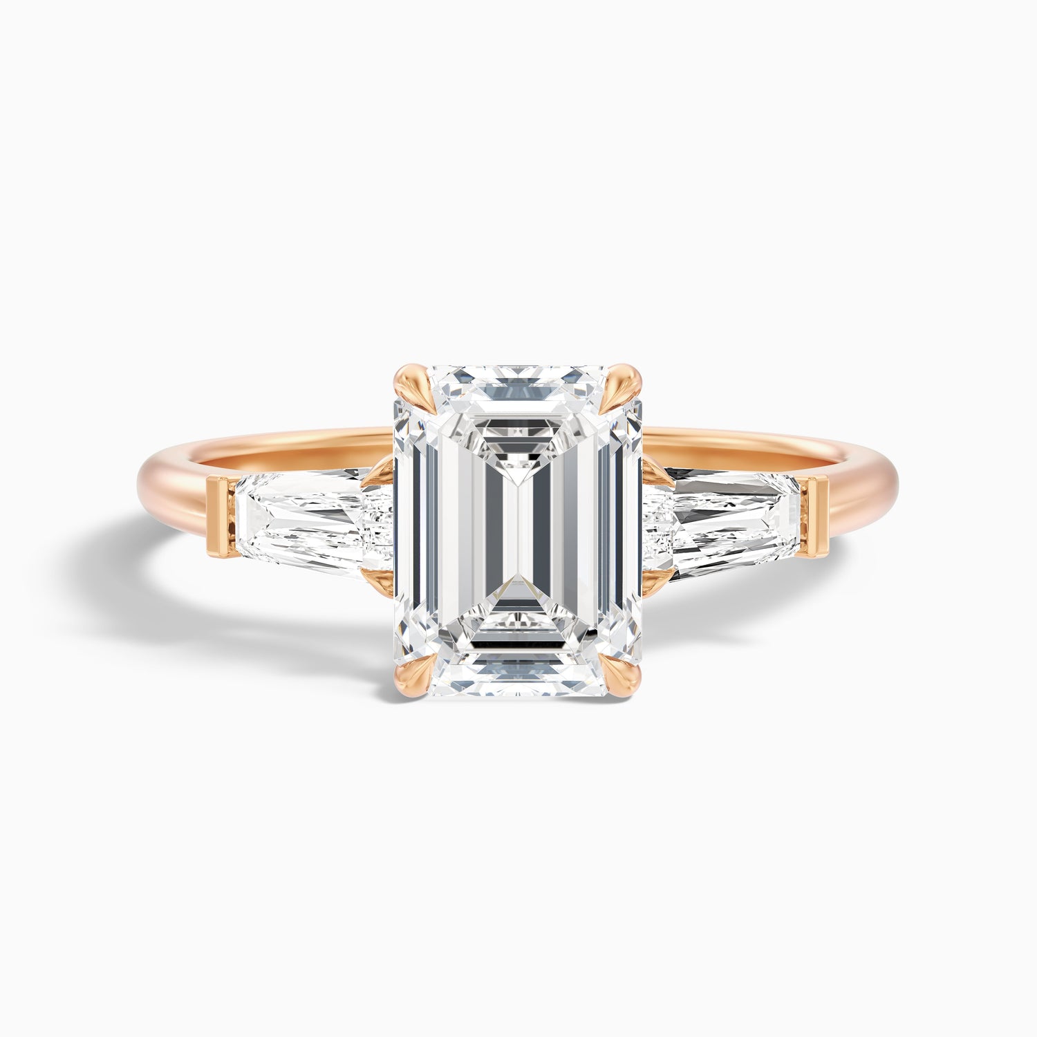 Melania 2.5 Carat Emerald Cut With Tapered Baguette Moissanite Engagement Ring in 18k Yellow Gold