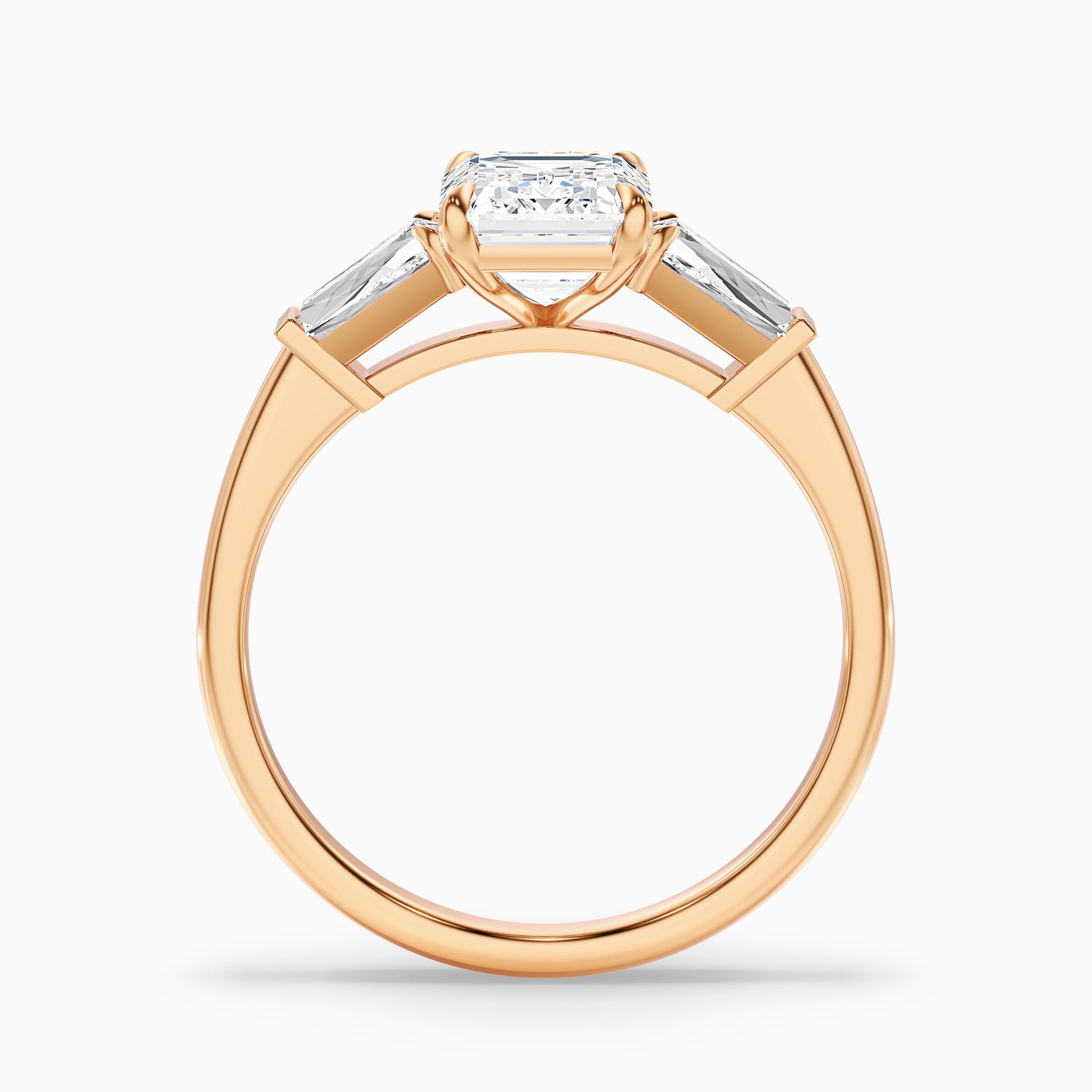 Melania 1 Carat Emerald Cut With Tapered Baguette Moissanite Engagement Ring in 10k Rose Gold
