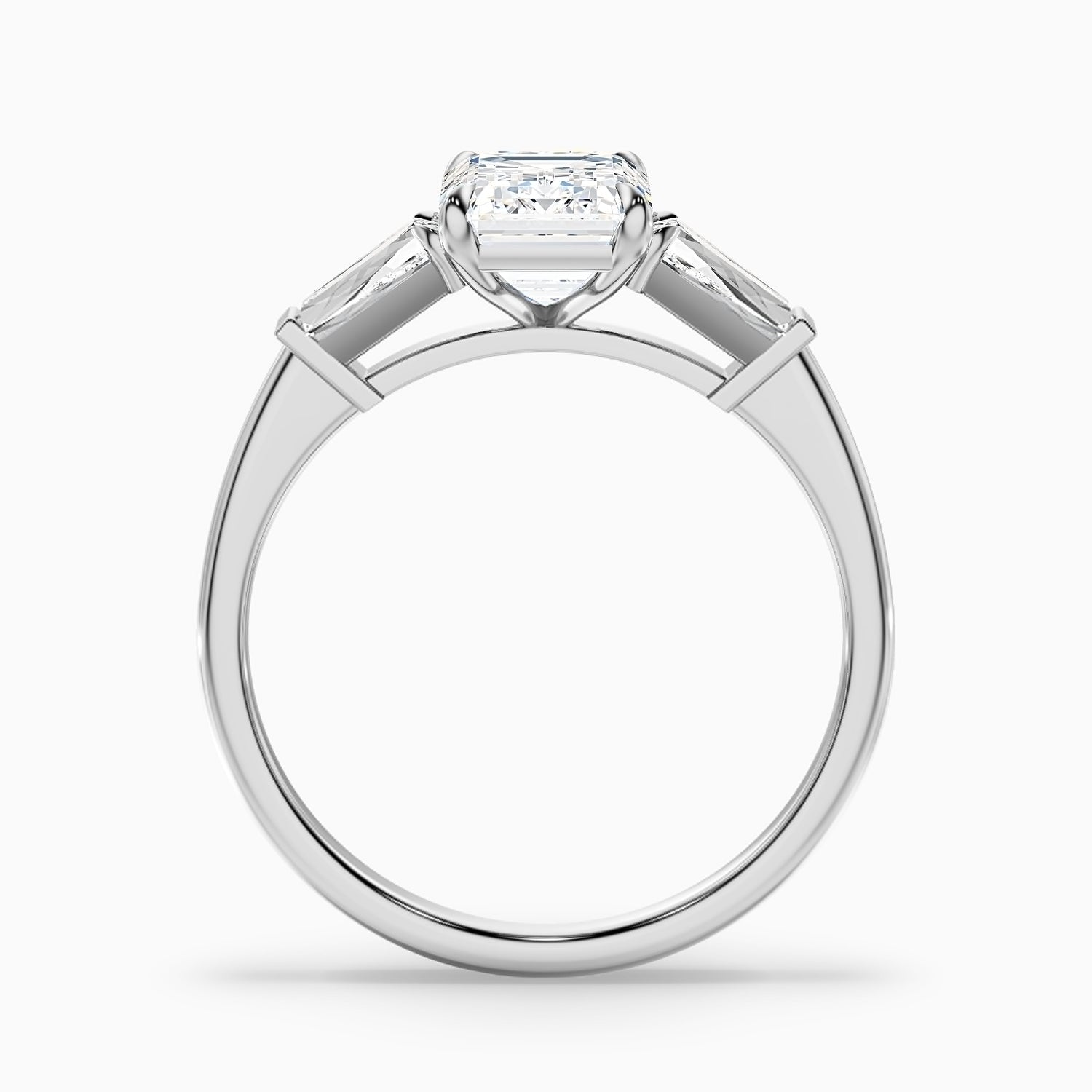 Melania 5 Carat Emerald with Tapered Baguette Cut Lab Grown Engagement Ring in 14k Yellow Gold