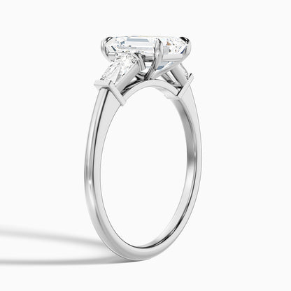 Melania 2 Carat Emerald Cut With Tapered Baguette Moissanite Engagement Ring in 14k Yellow Gold
