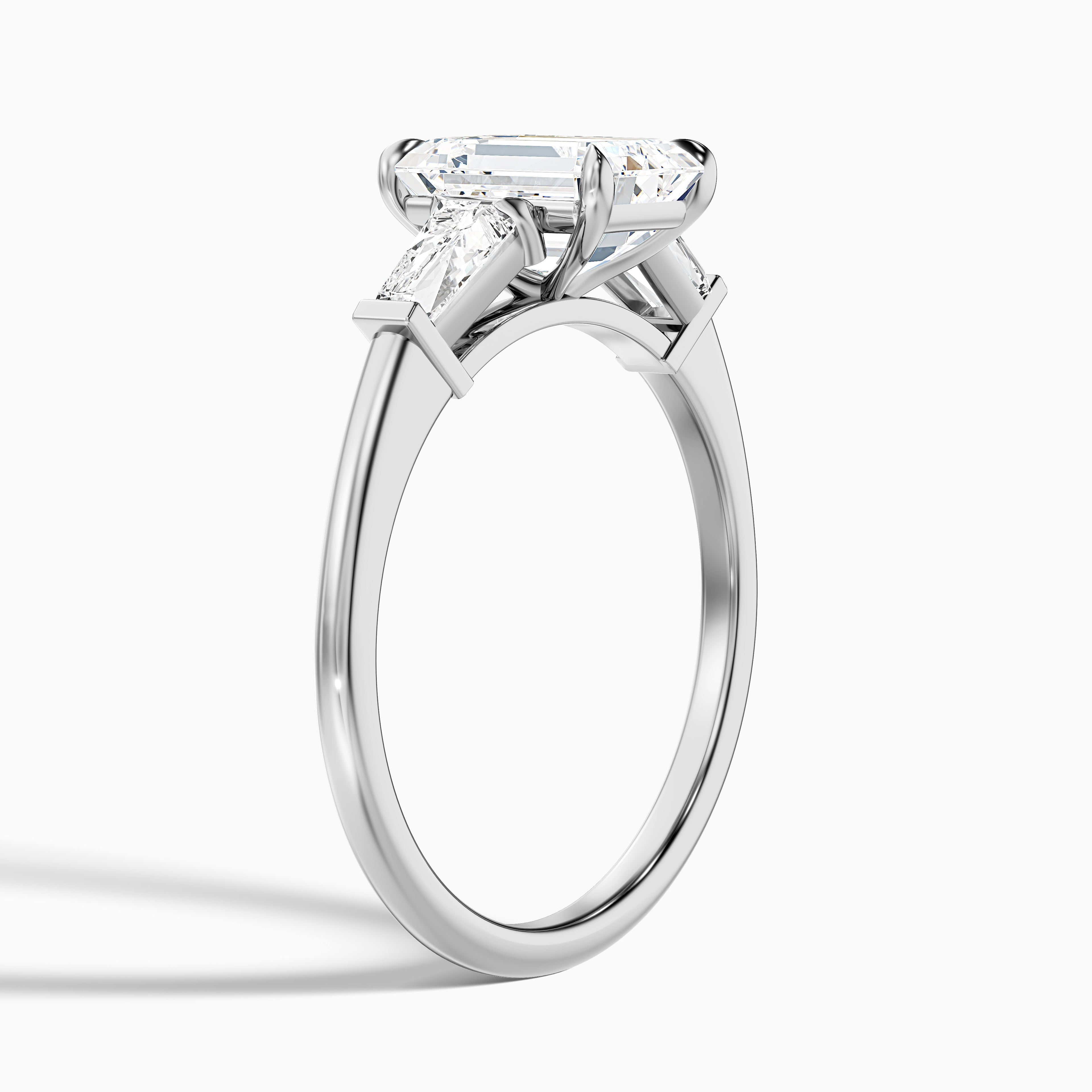 Melania 5.5 Carat Emerald Cut With Tapered Baguette Moissanite Engagement Ring in 18k Rose Gold