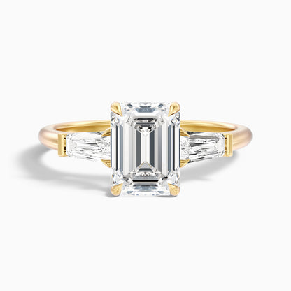 Melania 2.5 Carat Emerald Cut With Tapered Baguette Moissanite Engagement Ring in 10k White Gold