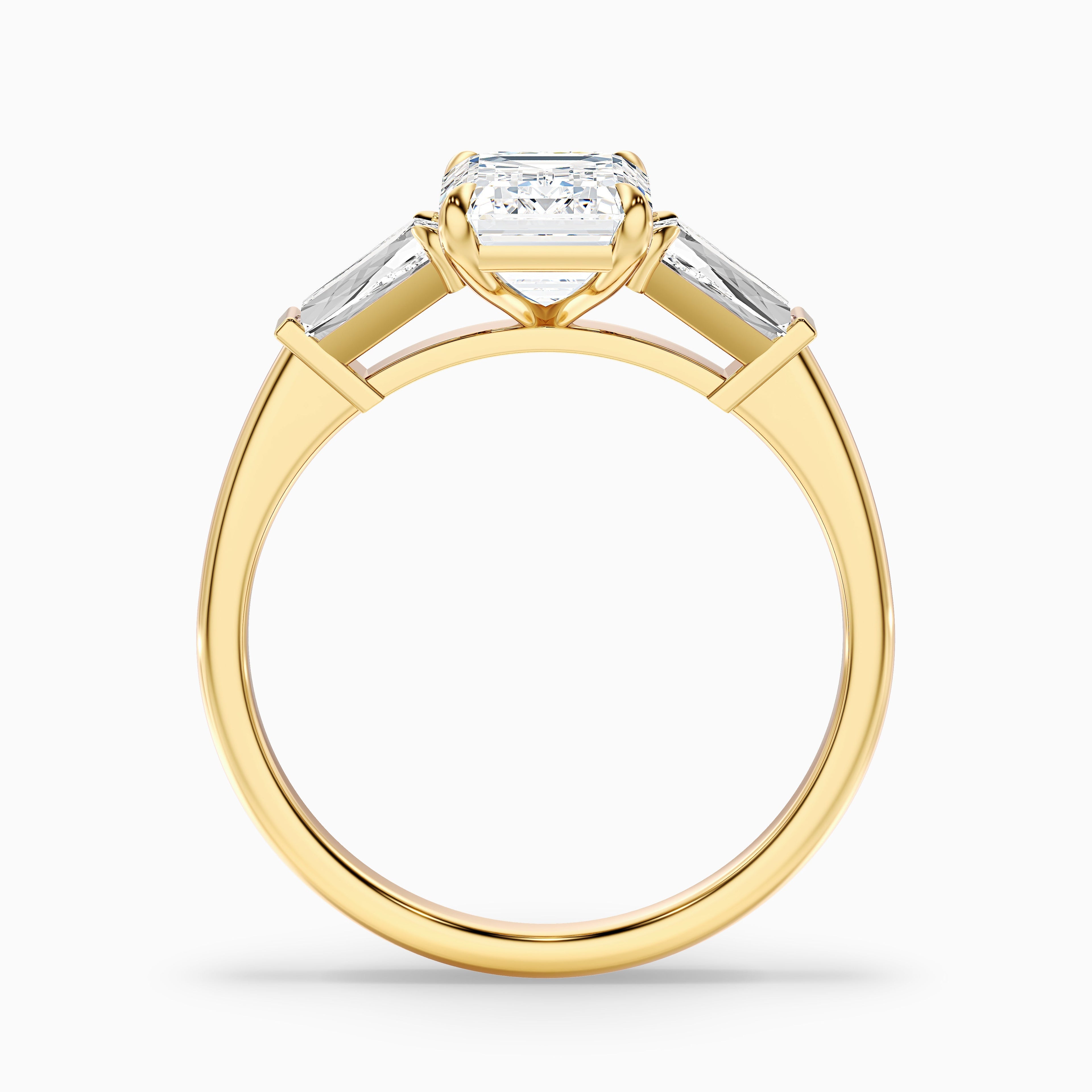 Melania 2 Carat Emerald Cut With Tapered Baguette Moissanite Engagement Ring in 14k Rose Gold