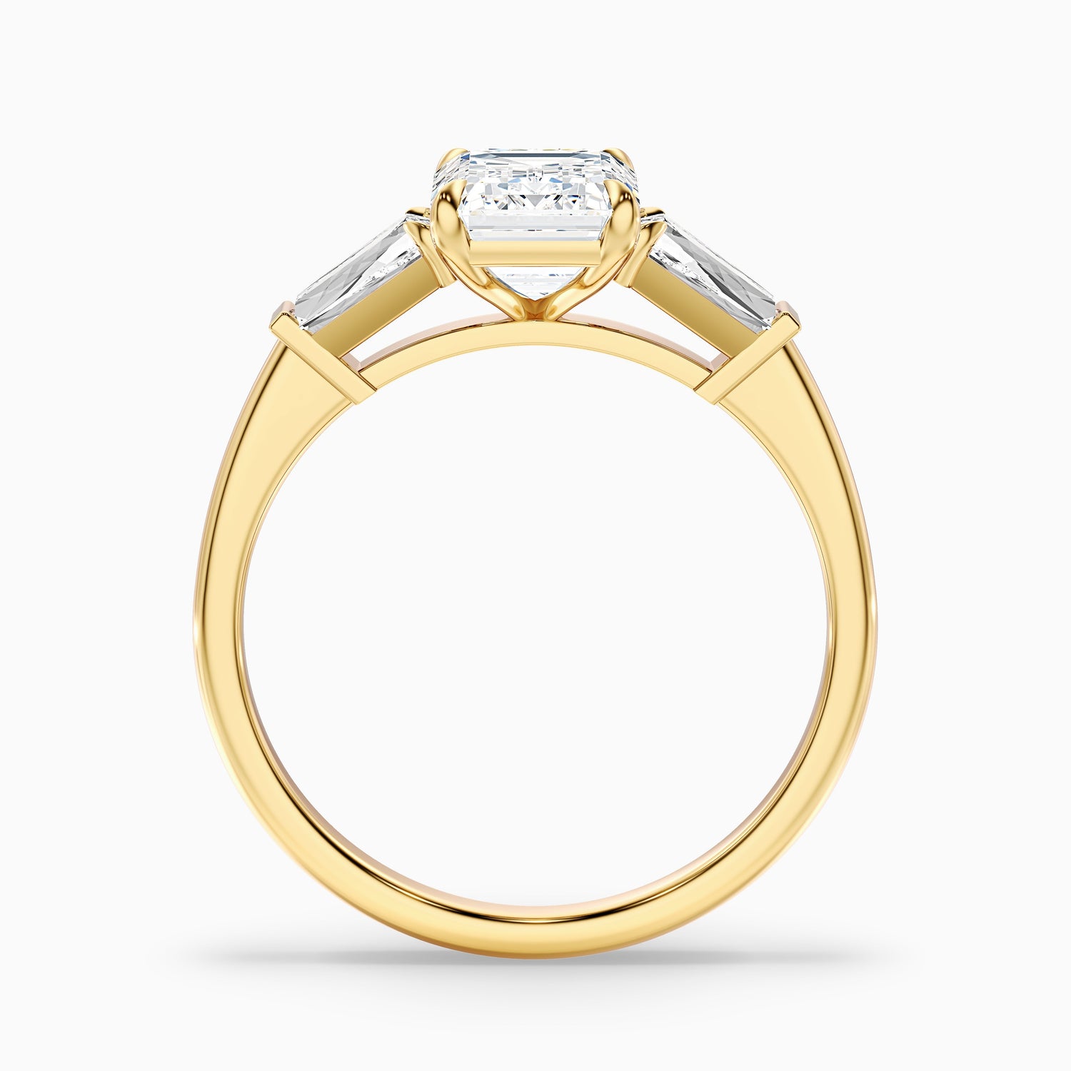 Melania 1.5 Carat Emerald Cut With Tapered Baguette Moissanite Engagement Ring in 18k White Gold