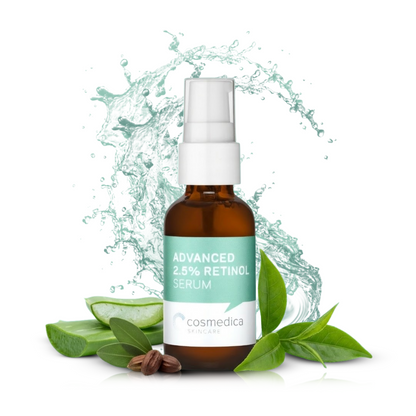 Cosmedica Skincare Retinol Serum 2.5% | Hydrating Vitamin A Serum with Green Tea Hyaluronic Acid Vitamin E | Non-Irritating Serum for Sensitive Skin Oily Skin | 1oz by Cosmedica Skincare