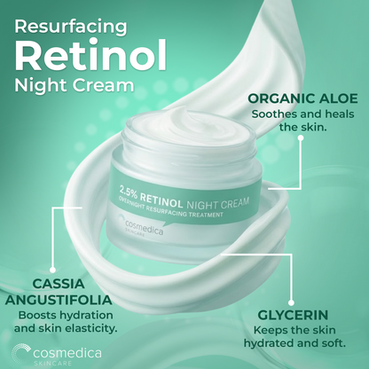 Cosmedica Skincare Retinol Night Cream – Anti Aging Face Moisturizer with Retinol (Vitamin A) &amp; Hyaluronic Acid – Wrinkle Repair Cream for Acne, Fine Lines &amp; Dark Spots – Night Cream for Face, 1.7 oz by Cosmedica Skincare