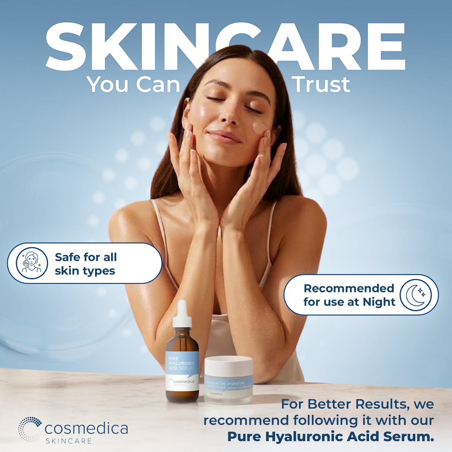 Cosmedica Skincare Multi-Active Hydrating Night Cream – Anti Aging Face &amp; Neck Moisturizer with Hyaluronic Acid, Shea Butter, Glycolic Acid &amp; Vitamin E – Overnight Wrinkle Repair Cream for Dry &amp; Sensitive Skin, 2 oz by Cosmedica Skincare