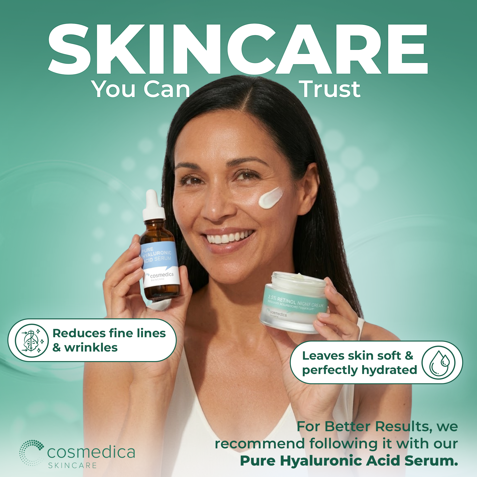 Cosmedica Skincare Retinol Night Cream – Anti Aging Face Moisturizer with Retinol (Vitamin A) &amp; Hyaluronic Acid – Wrinkle Repair Cream for Acne, Fine Lines &amp; Dark Spots – Night Cream for Face, 1.7 oz by Cosmedica Skincare
