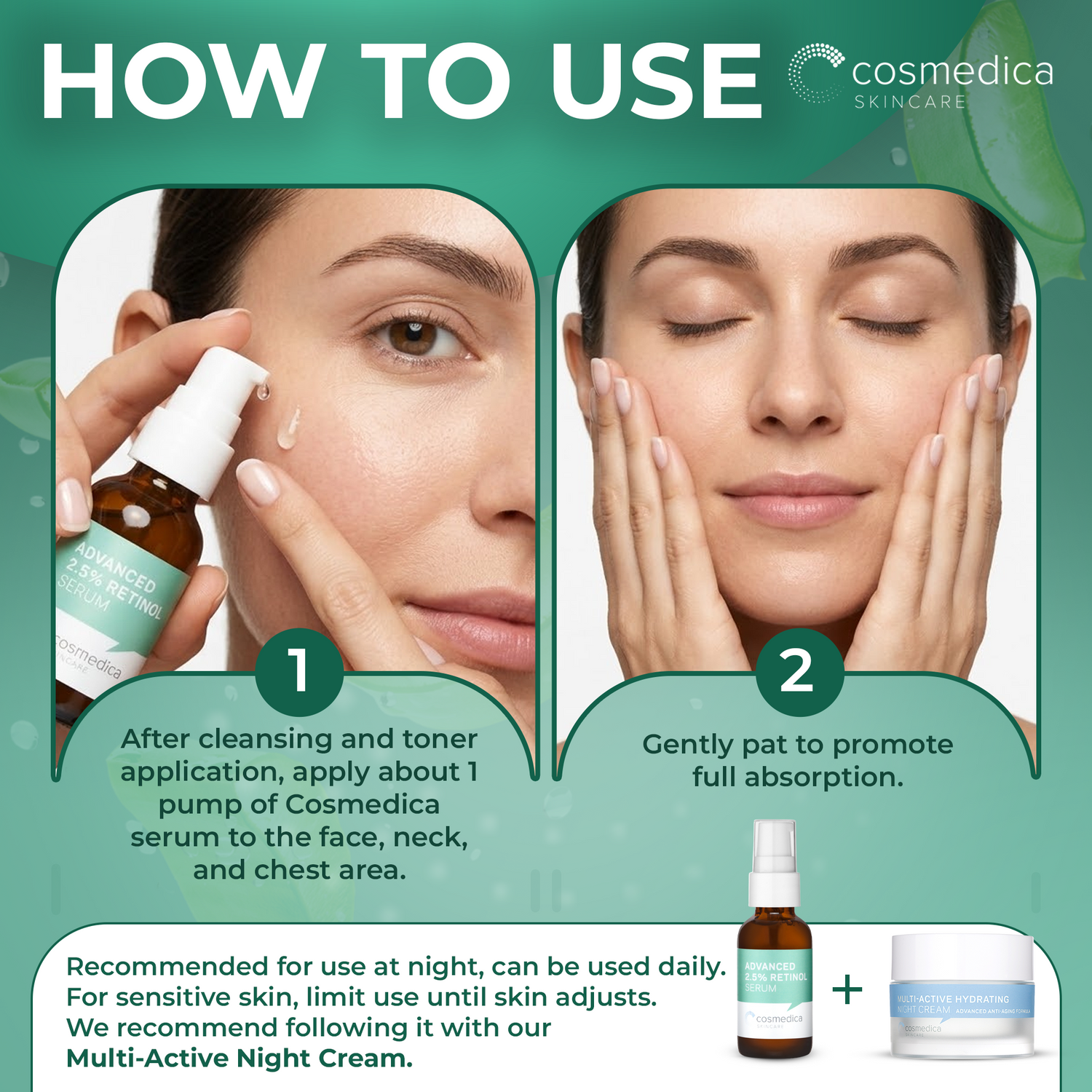 Cosmedica Skincare Retinol Serum 2.5% | Hydrating Vitamin A Serum with Green Tea Hyaluronic Acid Vitamin E | Non-Irritating Serum for Sensitive Skin Oily Skin | 1oz by Cosmedica Skincare