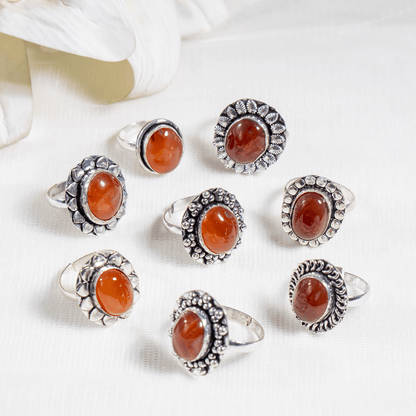Carnelian rings – Gemstone rings Natural Crystal Healing Jewelry Collection  DestGlow