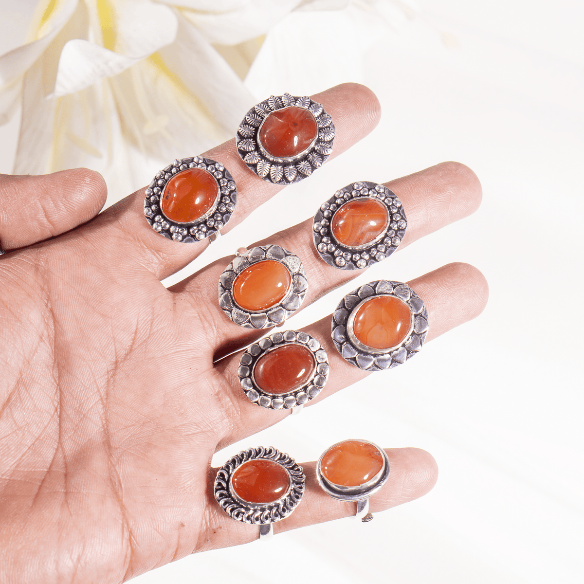 Carnelian rings – Gemstone rings Natural Crystal Healing Jewelry Collection  DestGlow