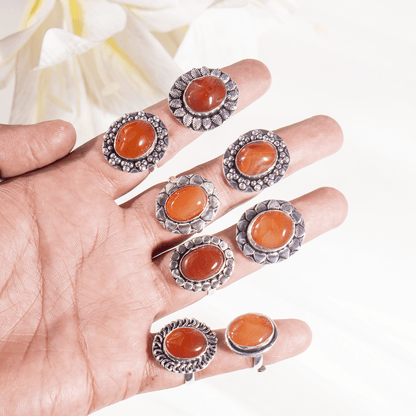 Carnelian rings – Gemstone rings Natural Crystal Healing Jewelry Collection  DestGlow