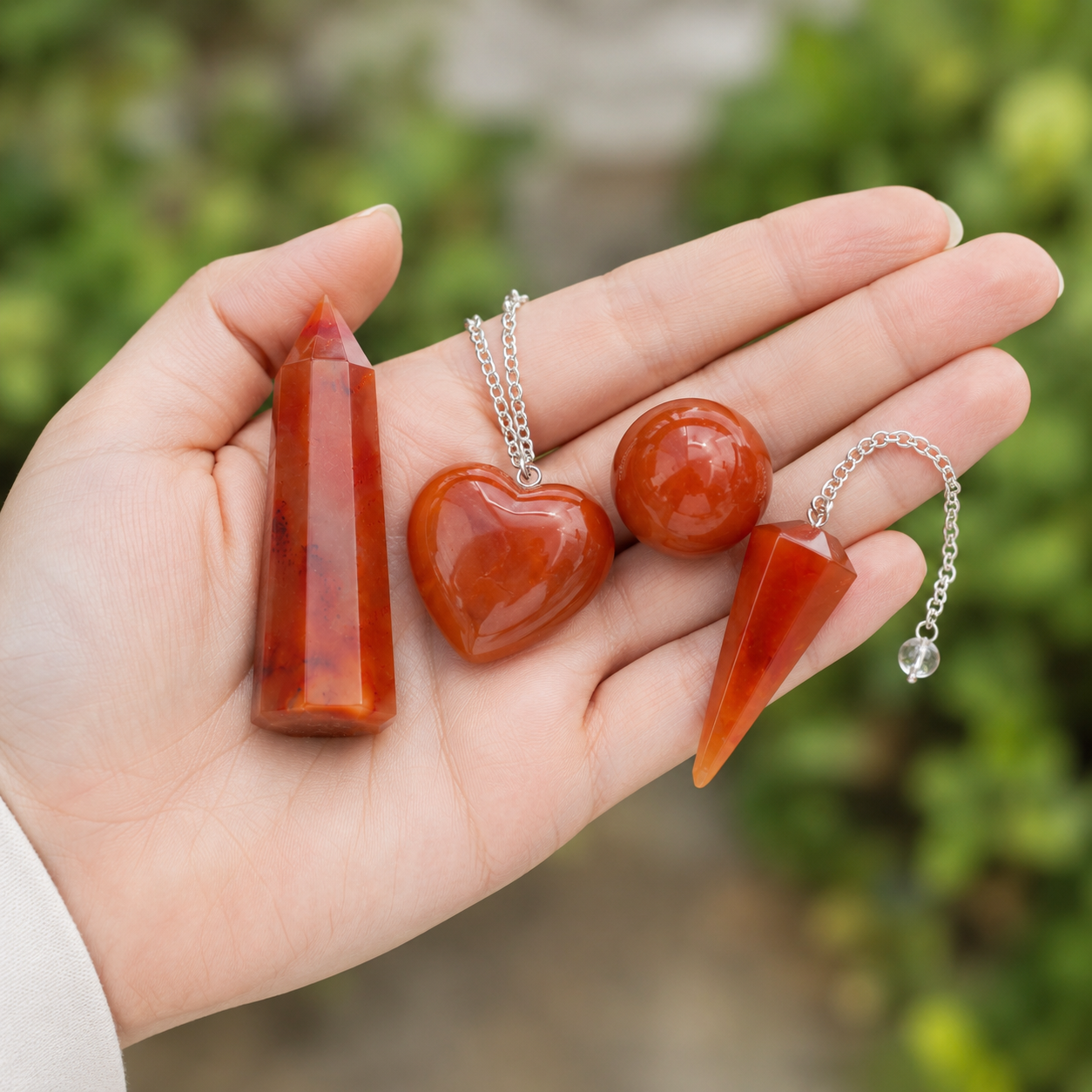 Carnelian Crystal Gift Set For Emotional Support and Protection, Real Polished Gemstones.  DestGlow