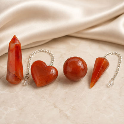 Carnelian Crystal Gift Set For Emotional Support and Protection, Real Polished Gemstones.  DestGlow