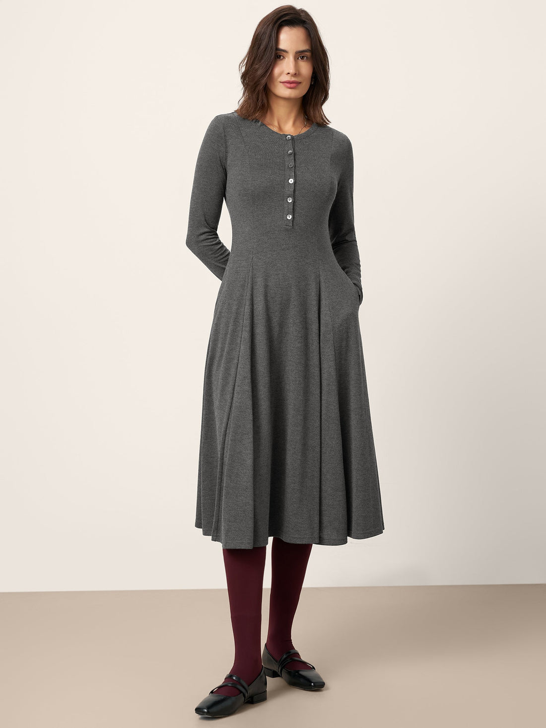 Cashmere Buttoned Panel Maxi Dress BREE by LINTICO