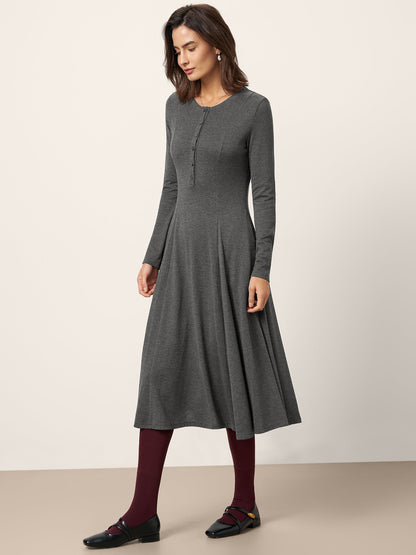 Cashmere Buttoned Panel Maxi Dress BREE by LINTICO