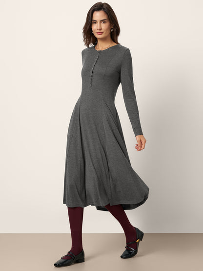 Cashmere Buttoned Panel Maxi Dress BREE by LINTICO