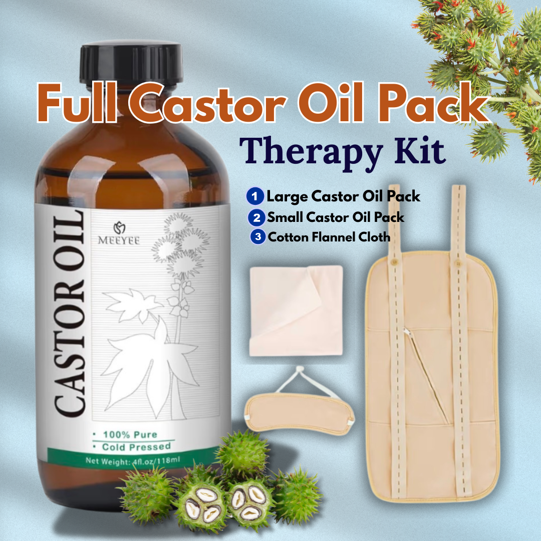 Full Castor Oil Pack Therapy Kit – Womb, Liver &amp; Thyroid Detox Support by Seamoss depot