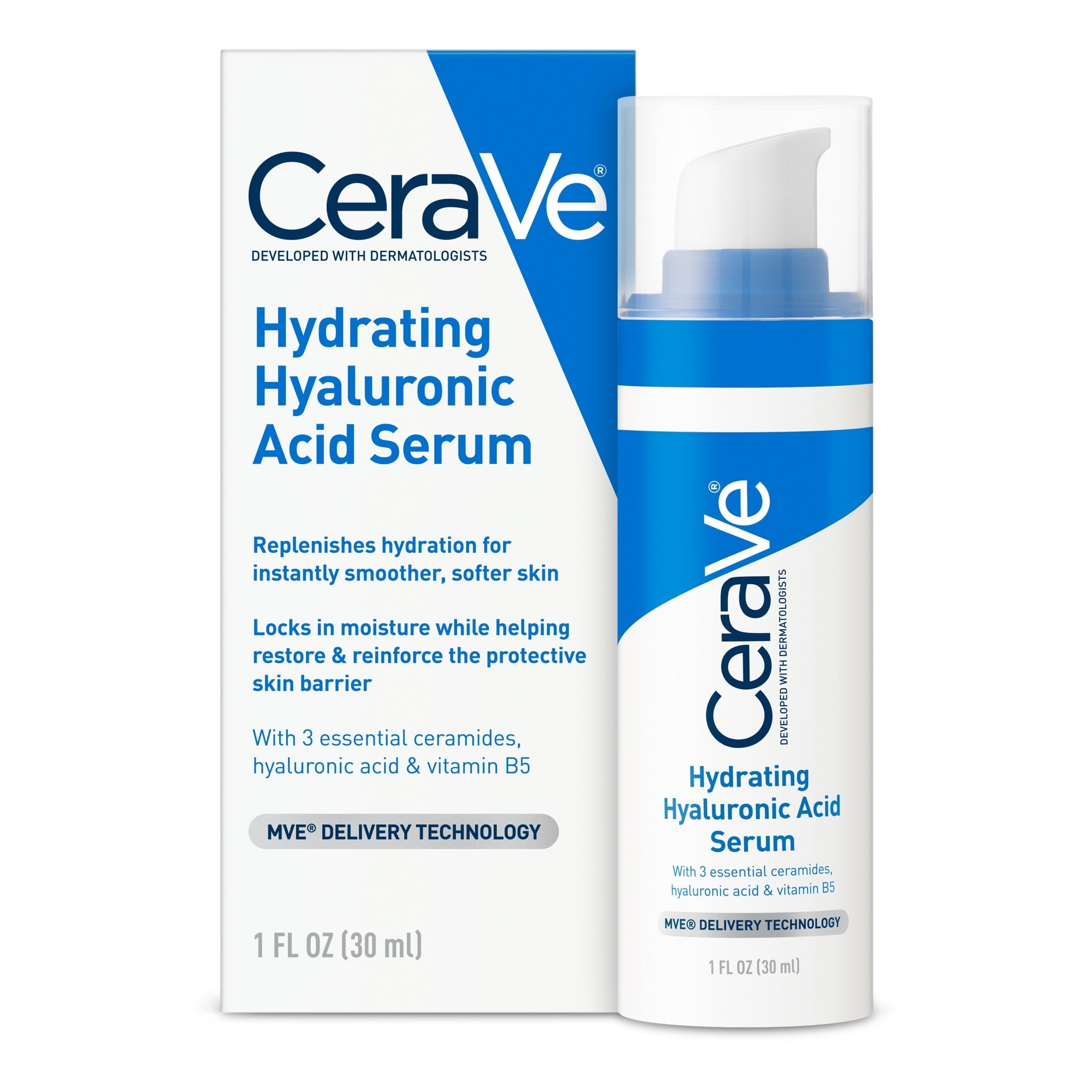 CeraVe Hydrating Hyaluronic Acid Serum for Face, 1 fl oz