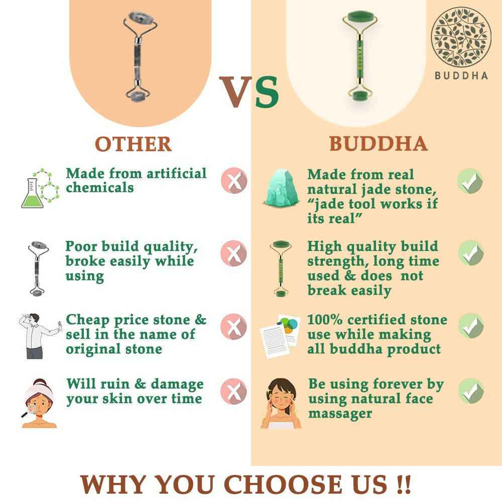 Buddha Natural Green-M Green Jade Face Roller Massager (Green)
