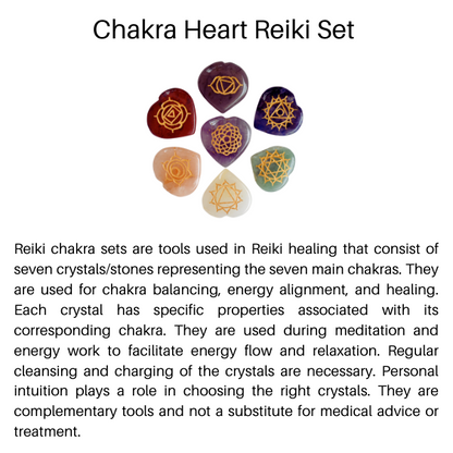 Chakra Crystals Set, Heart Shaped Reiki 7 Chakra Stones Set, Wooden Grid Plate, Selenite Log  DestGlow