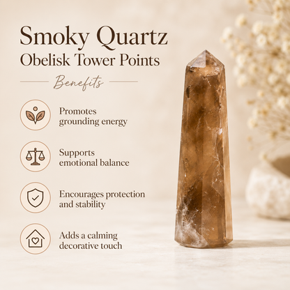 Smokey Quartz Tower Point (Emotional Calmness and Depression)