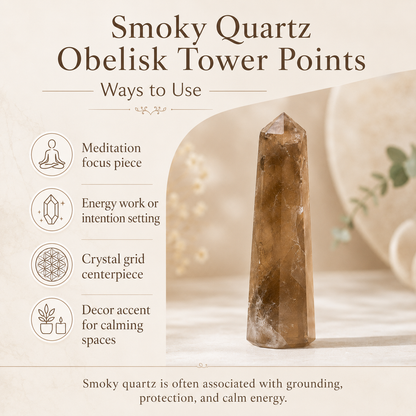 Smokey Quartz Tower Point (Emotional Calmness and Depression)