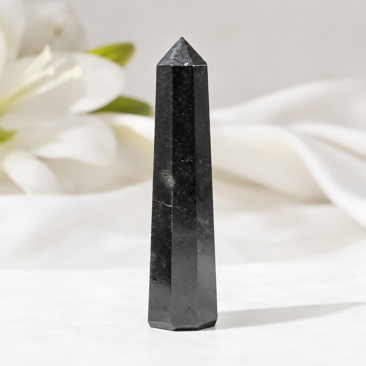 Black Shungite Tower Point (Purification and Inflammation)  DestGlow