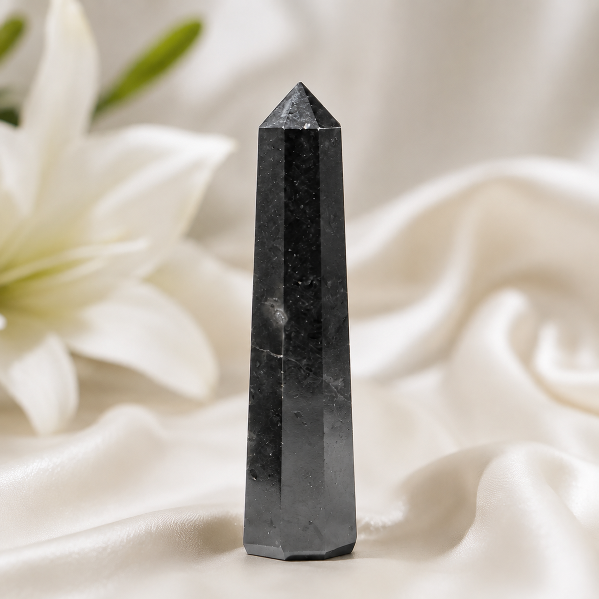 Black Shungite Tower Point (Purification and Inflammation)  DestGlow