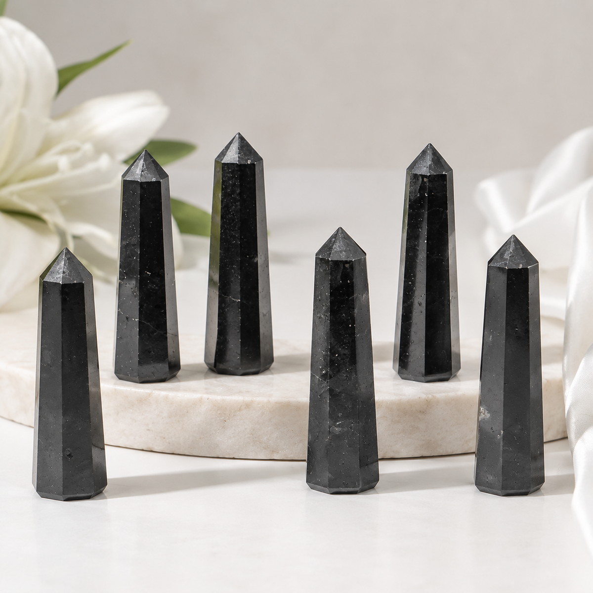 Black Shungite Tower Point (Purification and Inflammation)  DestGlow