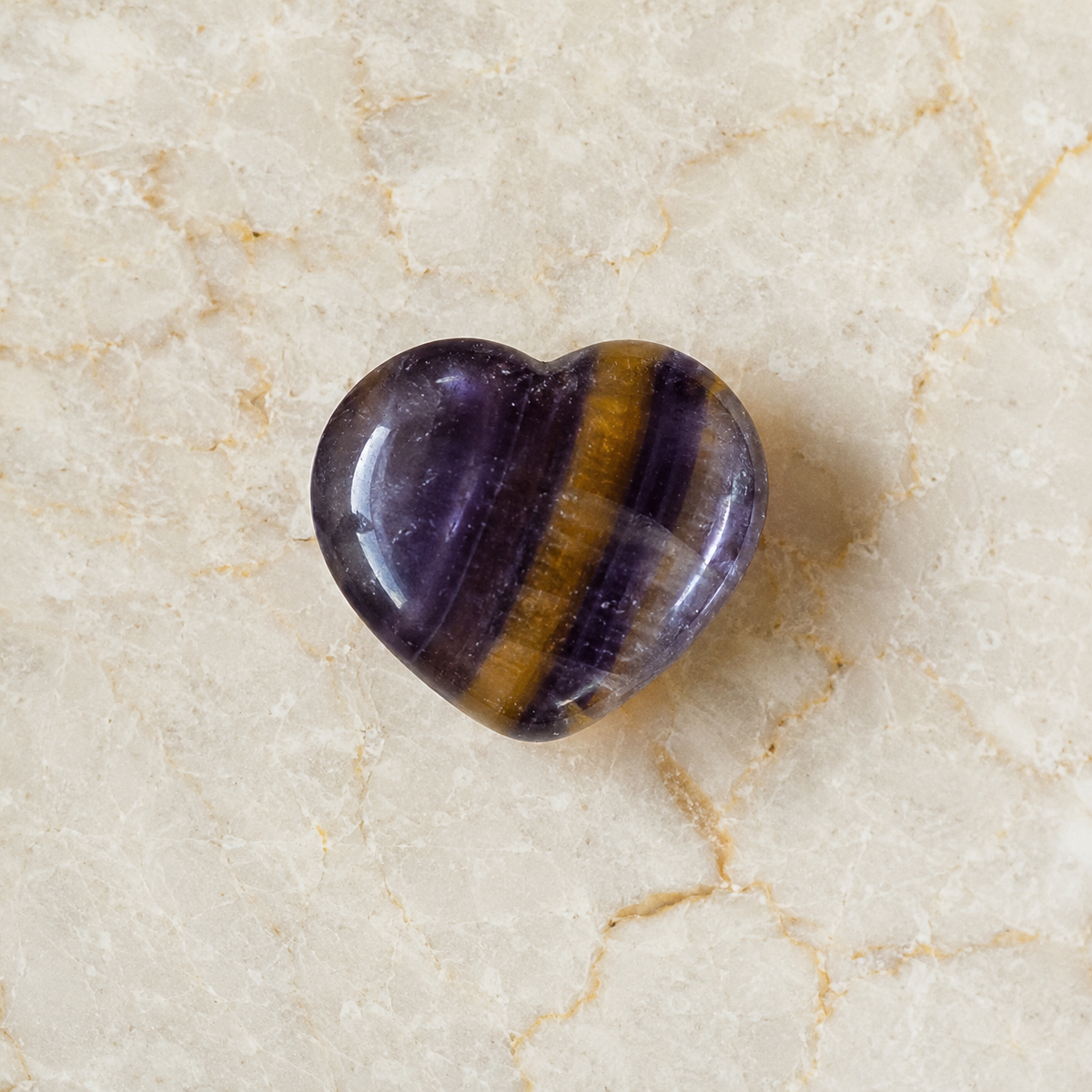 Multi Fluorite Heart Crystal, Puffy Mini 1 Inch Pocket Crystal Heart