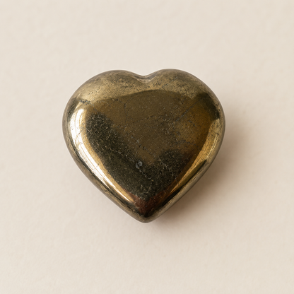 Pyrite Heart Crystal, Puffy Mini 1 Inch Pocket Crystal Heart  DestGlow