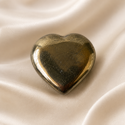 Pyrite Heart Crystal, Puffy Mini 1 Inch Pocket Crystal Heart  DestGlow