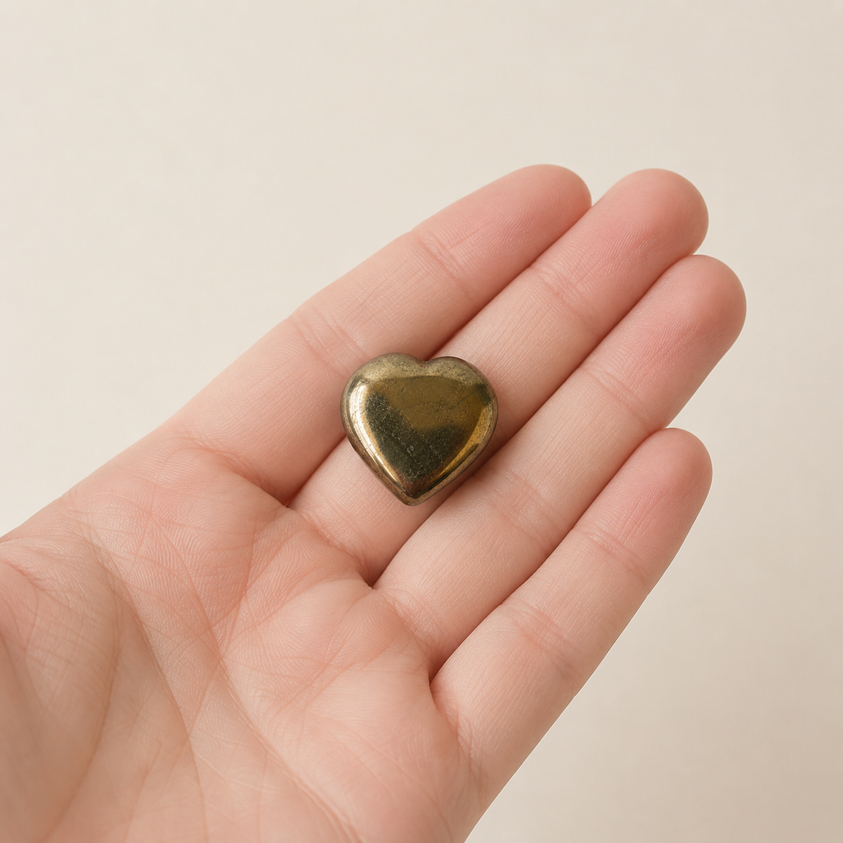 Pyrite Heart Crystal, Puffy Mini 1 Inch Pocket Crystal Heart  DestGlow