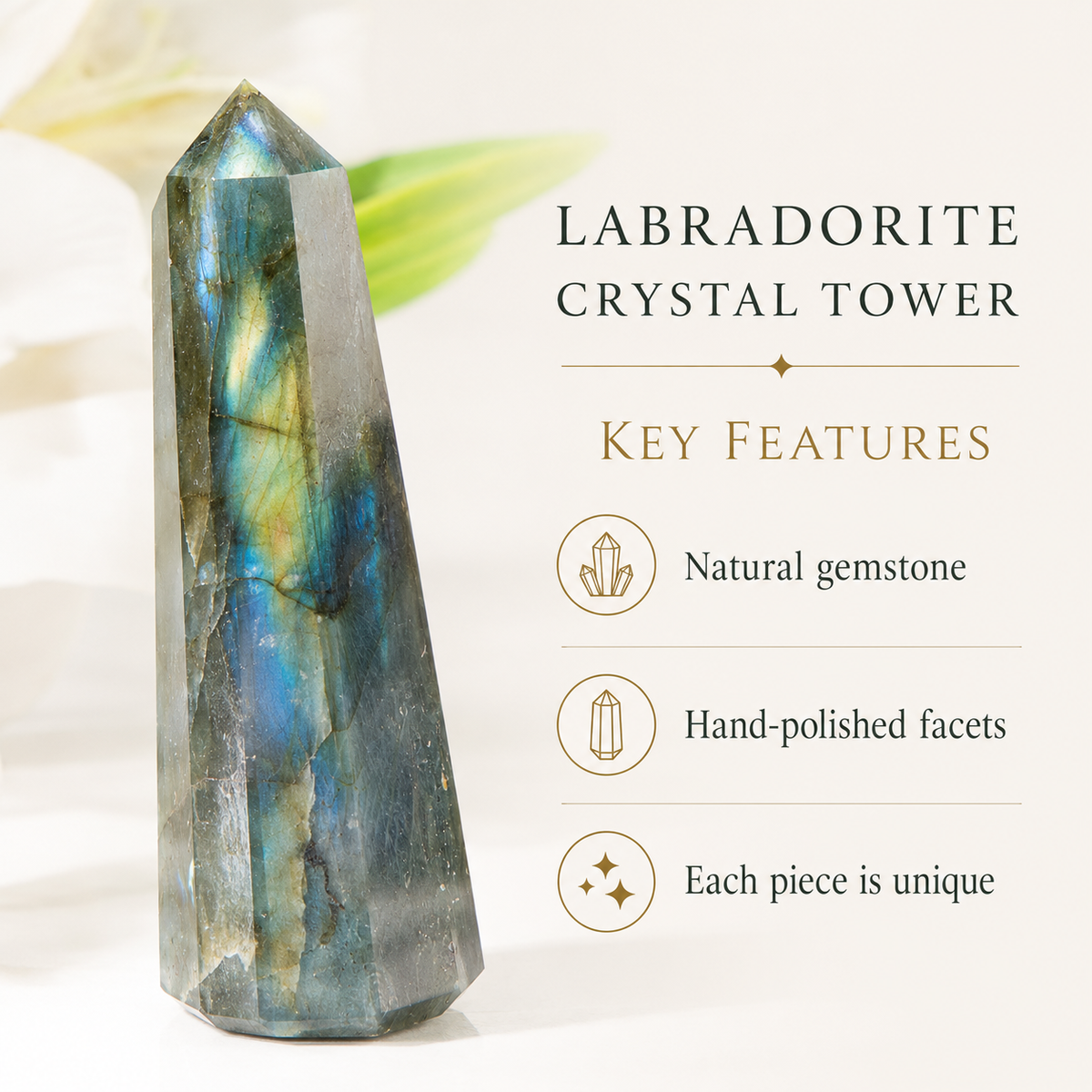 Labradorite Tower Point ( Intuition and Spiritual Enlightenment)  DestGlow