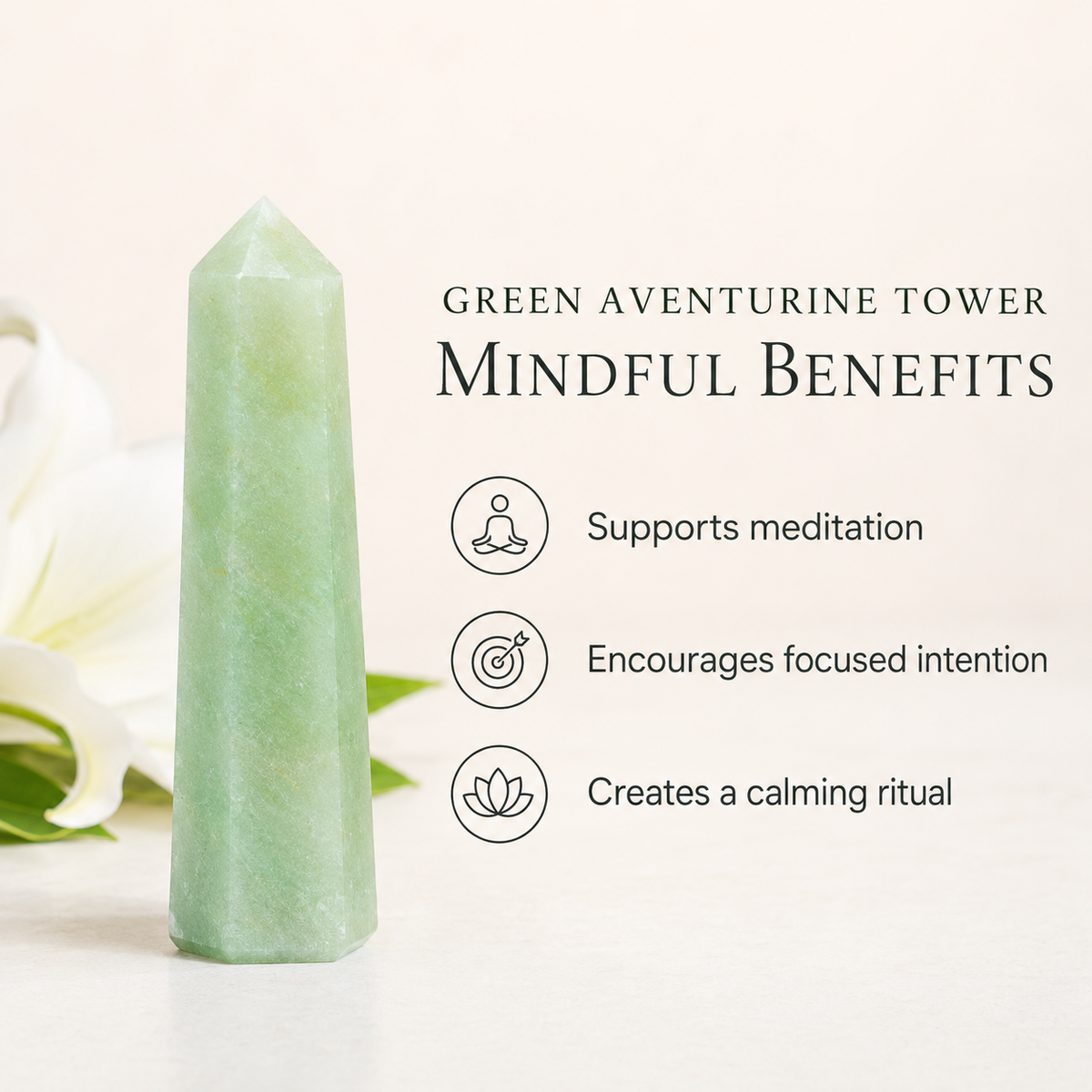 Green Aventurine Tower Point (Leadership and Good Fortune)  DestGlow