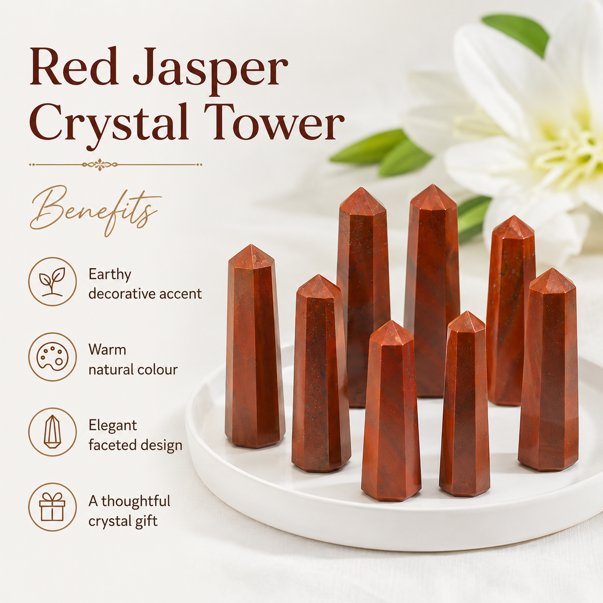 Red Jasper Tower USA (Tranquility and Sense of Grounding)  DestGlow