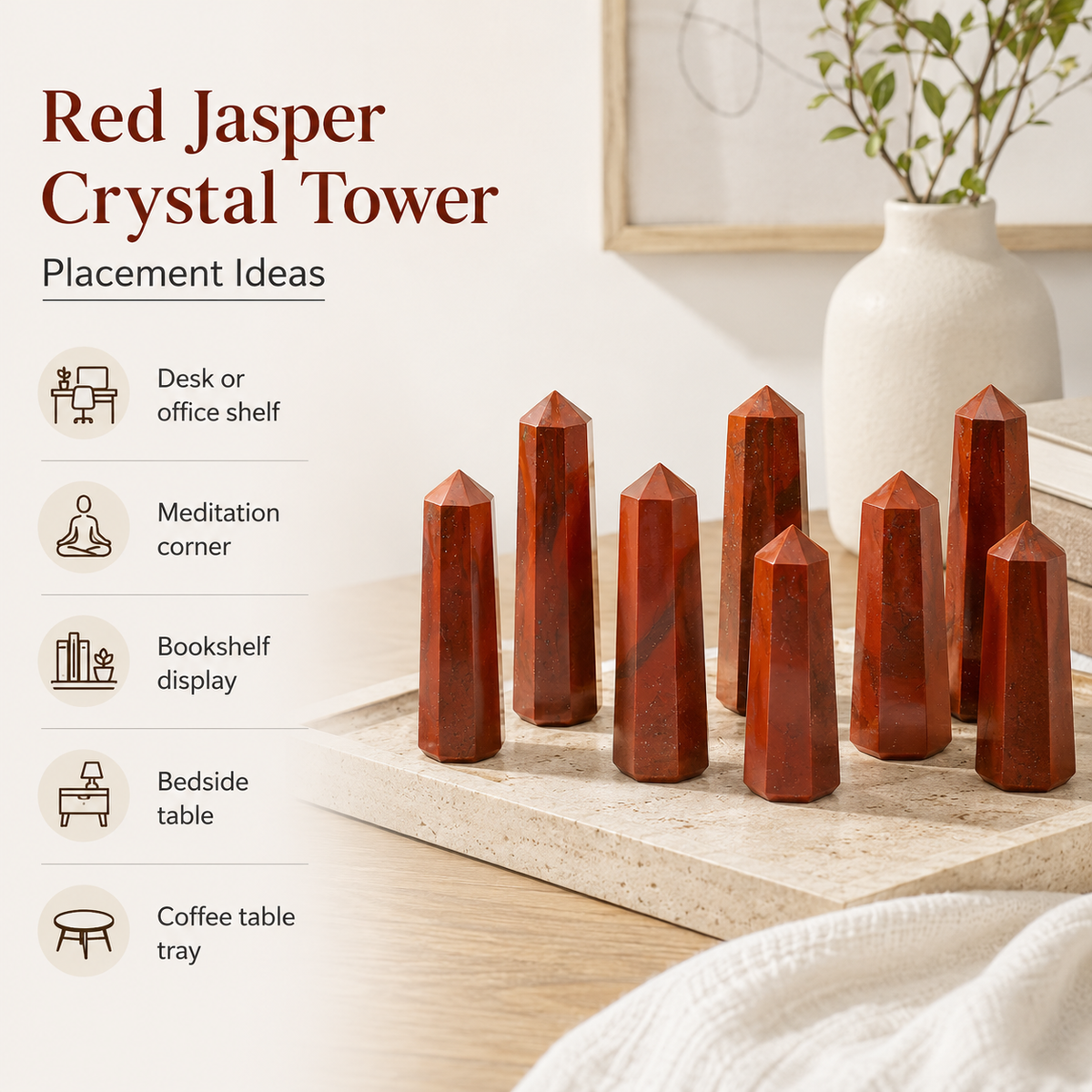 Red Jasper Tower USA (Tranquility and Sense of Grounding)  DestGlow