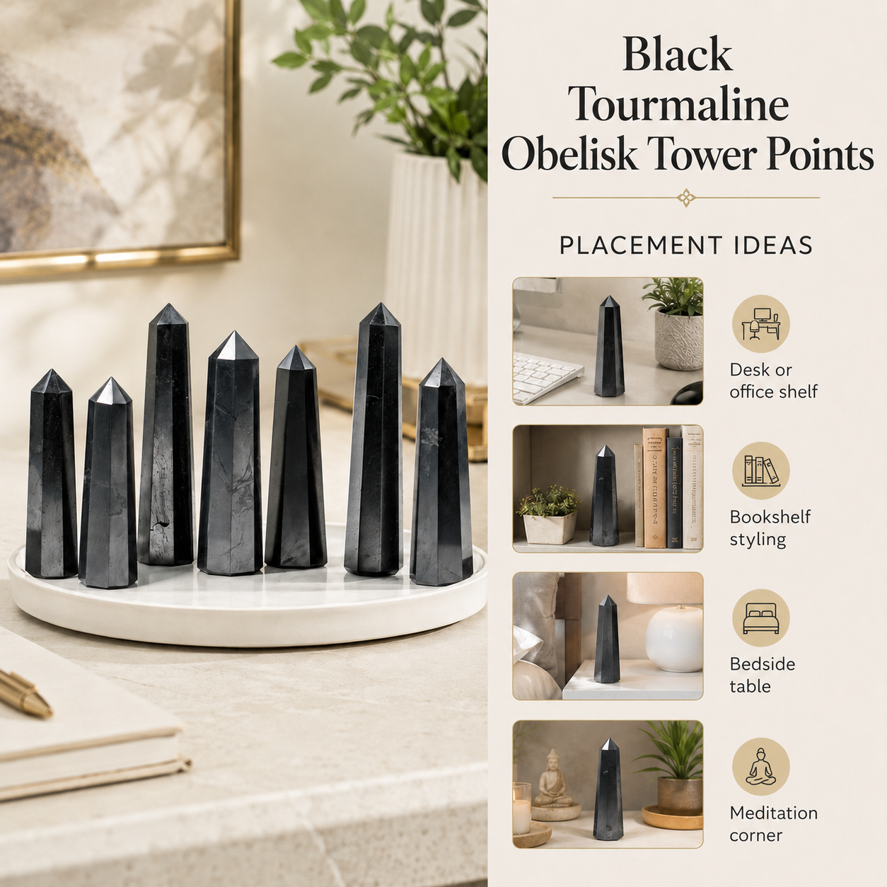 Black Tourmaline Tower Point (Balance and Security)  DestGlow